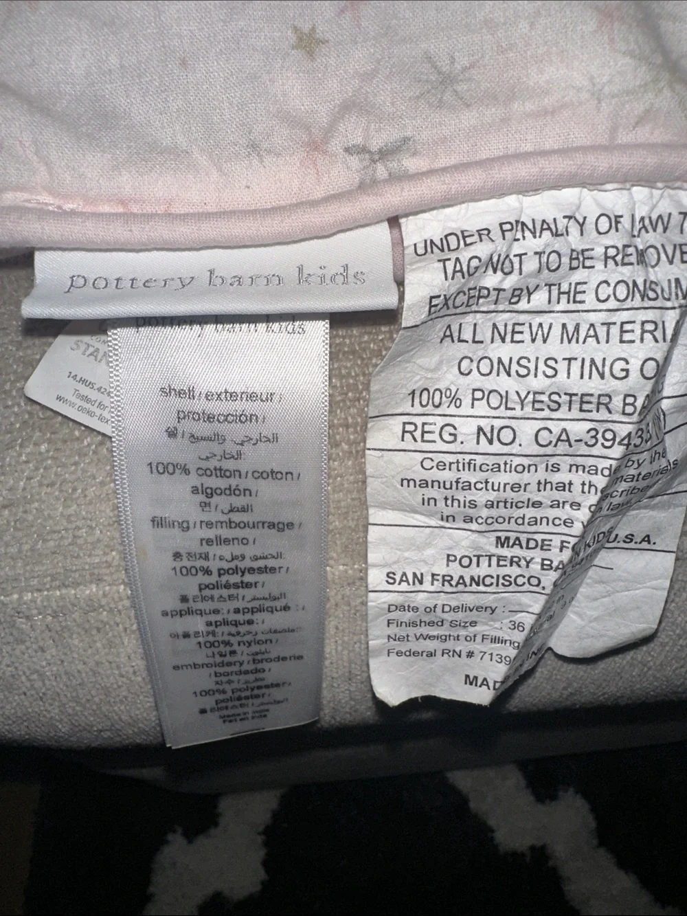 Pottery Barn Kids Pink and GrayToddler Ballerina Comforter
